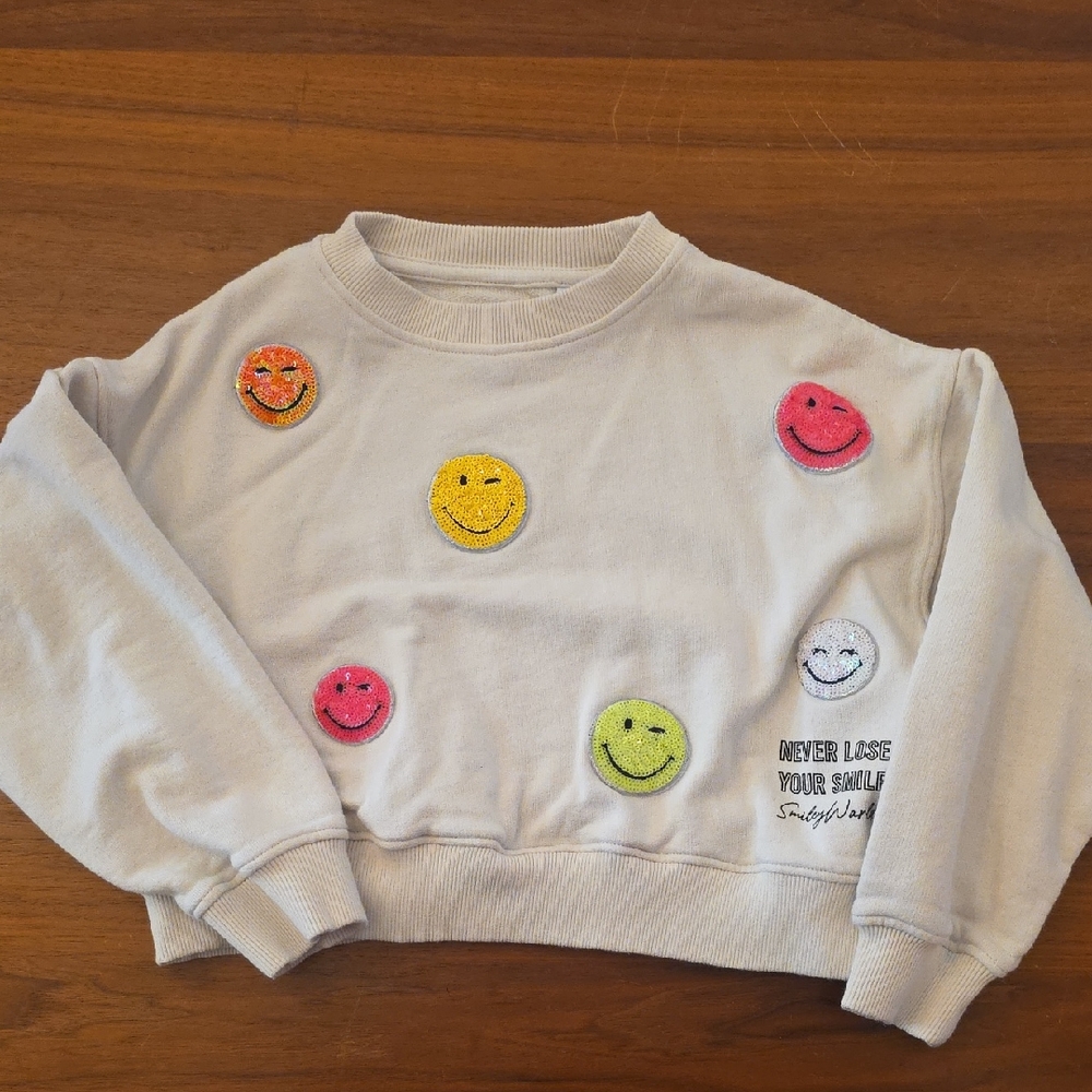 Zara Cream Smiley World Sweatshirt